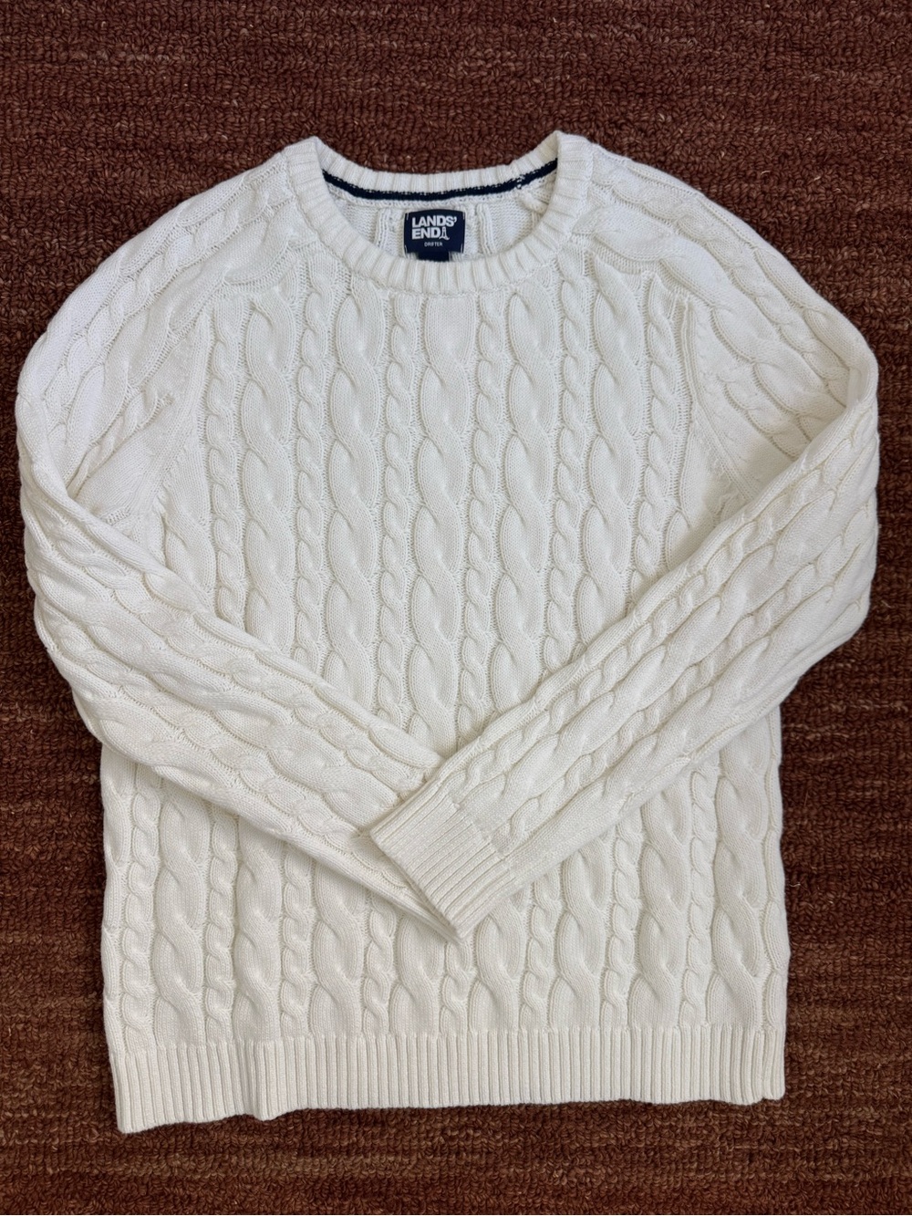 Lands' End Women’s Cable Knit Sweater - White